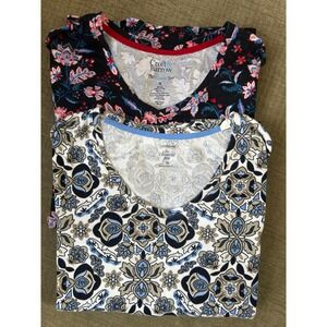 Croft & Barrow Classic Tee Womens 2 Pack  Floral Print Knit Tops Size M Everyday